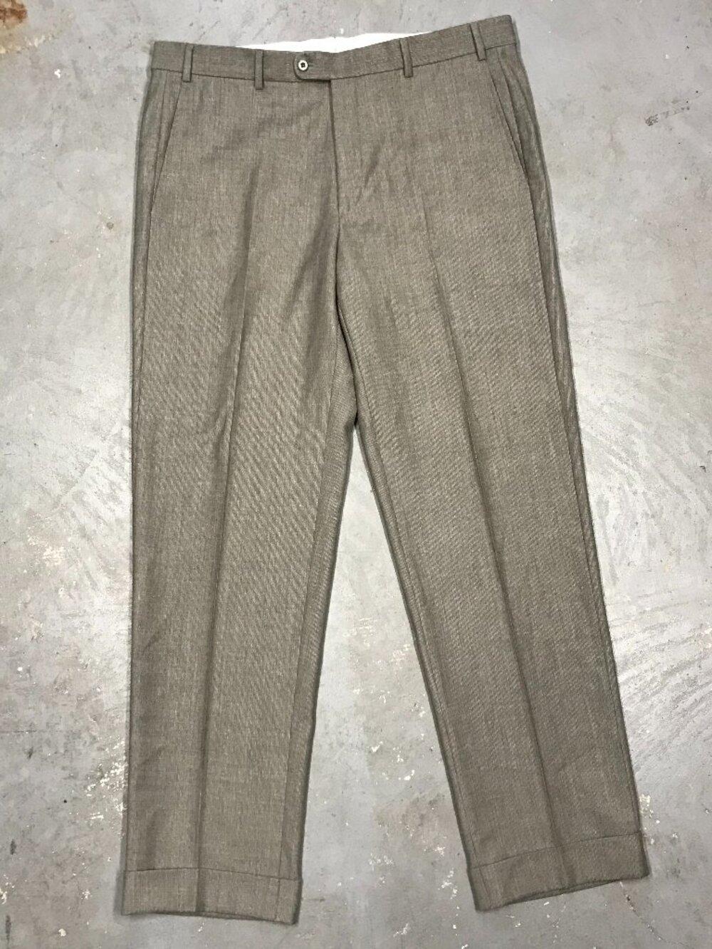 Zanella Dress Pants Striped Wool Trousers Made in Italy Beige 38x32